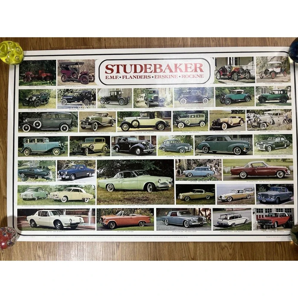 STUDEBAKER CARS 1904-1966 Vintage Original 1974 25x38 Wall POSTER Excellent